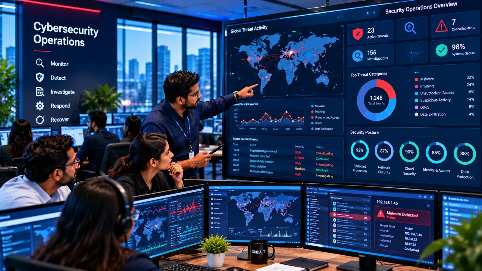 Conceptual illustration of a cybersecurity operations monitoring environment